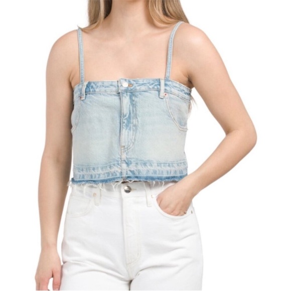 Zara Blue Denim Women’s Cropped Spaghetti Strap Vacay Summer Sz S NWT - Picture 1 of 4